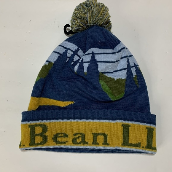 L.L. Bean Katahdin Pom Pom Hat Yellow Ochre, Kelp Green NWT - Picture 4 of 9